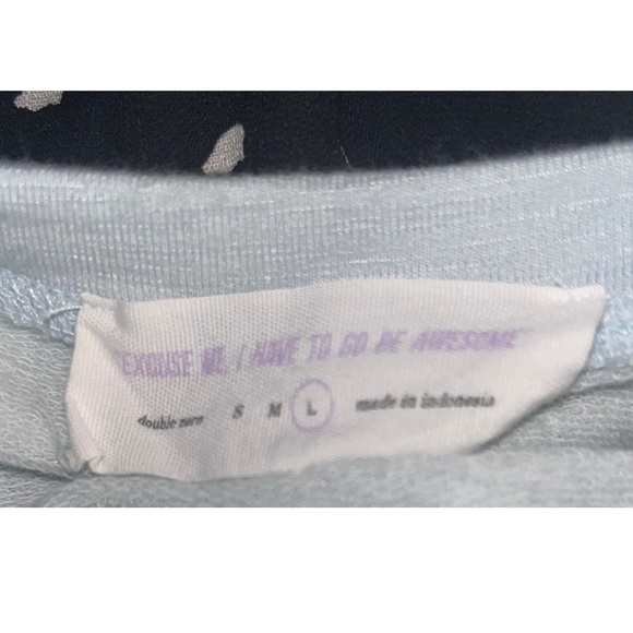 Double Zero Light Blue Soft Cropped 3/4 Sleeve Pullover Top Women’s Size Large - Picture 4 of 4